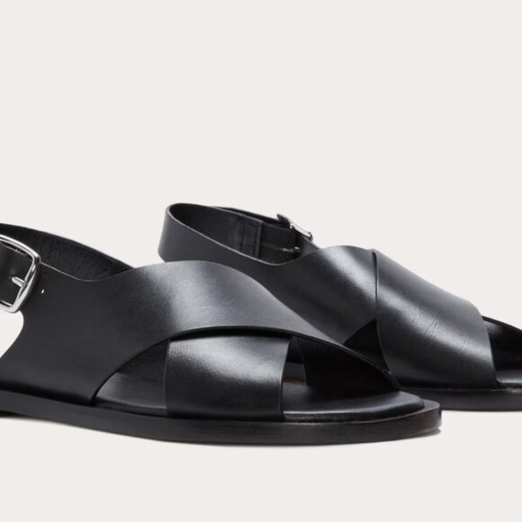 Everlane Women's City Crossover Sandal Black Leather Sizes NEW Classic - Picture 2 of 12